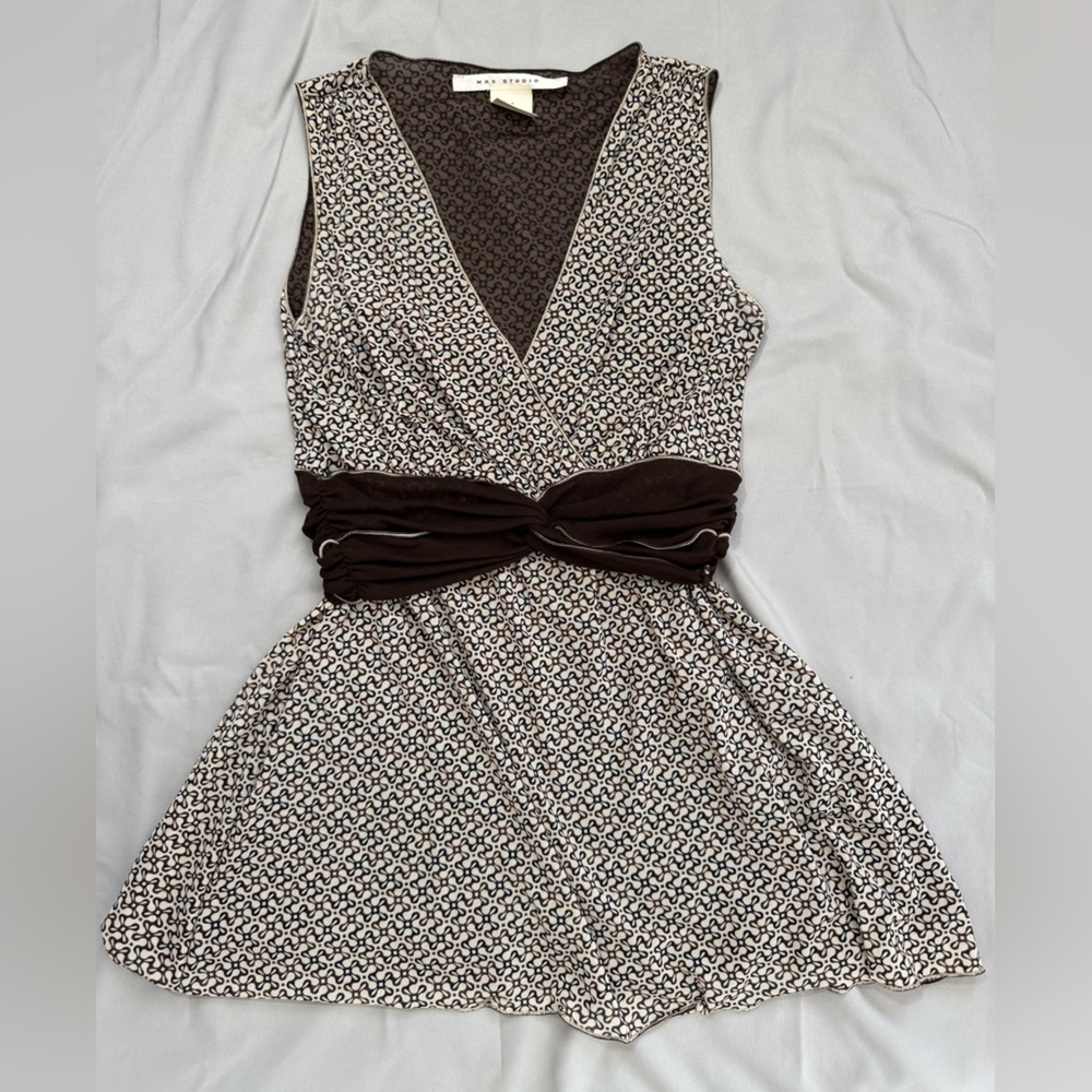 Max Studio Elegant Brown Patterned Empire Waist T… - image 5